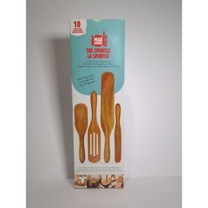 Mad Hungry Spurtle 4pc Set Acacia Premium Wood Finish Cooking Utensils Non-Stick